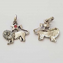 Breloque Signe Zodiaque Lion Métal Argenté N°03 avec strass