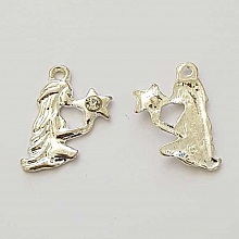 Breloque Signe Zodiaque Vierge Métal Argenté N°04 avec strass