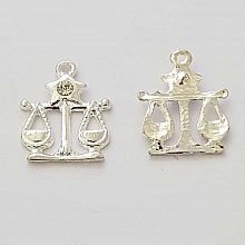Breloque Signe Zodiaque Balance Métal Argenté N°04 avec strass