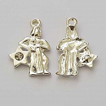 Breloque Signe Zodiaque Verseau Métal Argenté N°04 avec strass