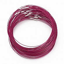 1 collier tour de cou fil câblé rigide violet rouge fermoir à visser N°01