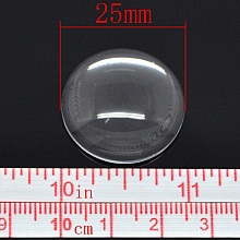 10 Cabochons Ronds 25 mm en verre loupe transparent N°11 standard