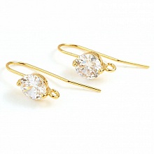 Support boucle d'oreille N°34 Hameçon plaqué Or 18K et Strass Transparent
