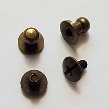 Bouton de col à visser 8 mm Vieux Laiton en Zamak Plaqué Argent a vis