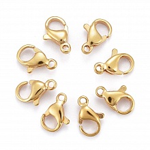 1 Fermoir Acier Inoxydable Plaqué Or 24K Mousqueton 10 x 6 mm Doré