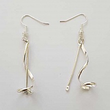 Support Boucle d'oreille Hameçon Pendant Métal Argenté x 1 paire