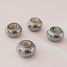 Perle ronde céramique bleu mauve 14 mm