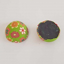 Cabochon pâte polymère 20 mm Fleur Vert N°01