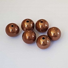 Perle ronde plastique brillante marron 12 mm N°005