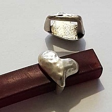 Perle passant coeur pour cuir épais régaliz 10 mm Argent N°01