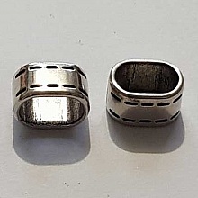 Perle passant tonneau pour cuir épais régaliz 10 mm Argent N°06