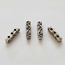 Barre Argent Entretoise Séparateur perle, multi rangs 3 trous N°05