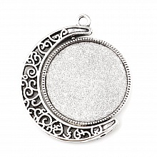 Support cabochon 25 mm rotatif N°01 argent vieilli