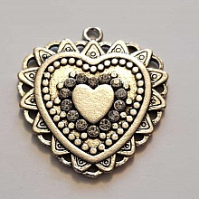Breloques Cœur N°68 Argent et Strass
