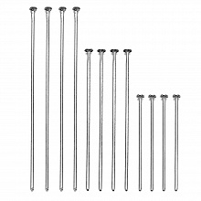 10 Clous à tiges à tête plates acier inoxydable 30 mm Argent