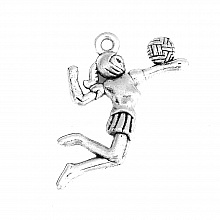 10 Breloques sport volley-ball argent N°01