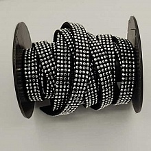1 M Ruban suédine noir strass Argent quatre rangées