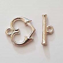 5 Fermoirs Toggle Motif Coeur Argent N°18