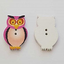 Bouton bois Chouette Rose N°01