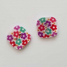 Bouton fantaisie Carré à fleurs 14 mm N°05