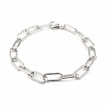 Bracelet maille ovale plaqué platine 22 cm N°01