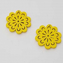 Breloque Fleur Bois N°01 Jaune