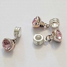 Breloque Pendentif Strass Rose N°1013-04