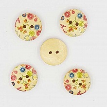 Lot de 10 boutons bois Rond 15 mm N°04