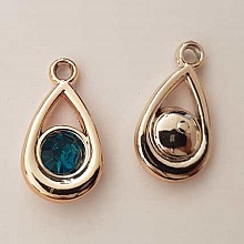 Pendentif en plastique et strass acrylique goute N°05 turquoise foncé