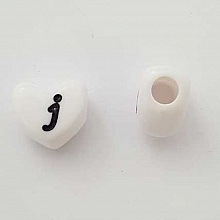Perle Cœur Lettre J Blanc Noir 11mm