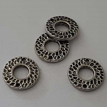 Perle rondelle plate anneau intercalaire en métal argenté 027 Argent