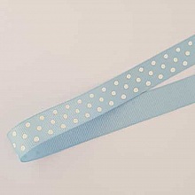 Ruban a pois gros grain bleu et blanc de 16 mm au mètre