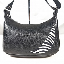 Sac demi lune zippé cuir de vachette noir