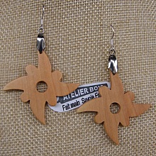 boucles d'oreilles bois de merisier ciré, fait main