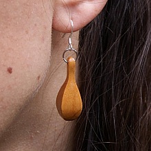 boucles d'oreilles goutte d'eau bijoux éthiques bois merisier ciré, bijou nature, fait main
