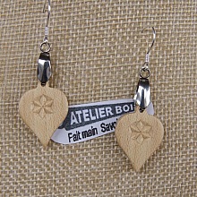 boucles d'oreilles découpée sculptée bijoux nature bois massif d'érable fait main