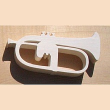 Bugle en bois d'epicea massif ht15cm fait main decoration musique