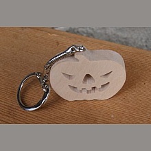 porte clef citrouille Halloween bois massif fait main
