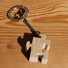 porte clef puzzle bois massif fait main forme puzzle