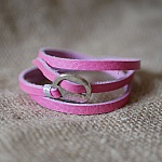 Bracelet cuir Fuchsia fin triple tour