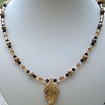 Collier pendentif Feuille Jaspe paysage en kit