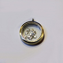 Médaillon boîte vitrée Bronze doré 30 mm pendentif à trésor