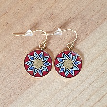 Boucles d'oreille rosace doré/rouge/bleu/vert