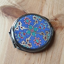Miroir de sac enluminure fleurs et arabesques