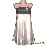 Nuisette satin ivoire dentelle et papillon chocolat