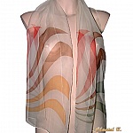 foulard écharpe mousseline de soie vert amande corail marron