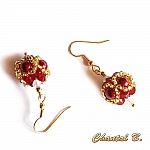 Boucles d'oreilles swarovski forme boule bordeaux opale et or