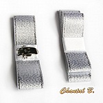 Décorations de chaussures mariage noeud ruban fantaisie blanc argent satin