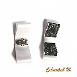 clips chaussures mariée noeud satin blanc et dentelle noire accessoire cérémonie soirée baroque