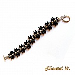 bracelet soirée perles swarovski blanches perles verre noir